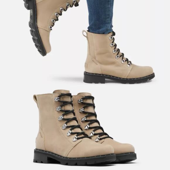 Sorel Lennox Lace Suede Tan Combat Boots NL 3701-251 Women's Size‎ US 9 - Picture 1 of 13